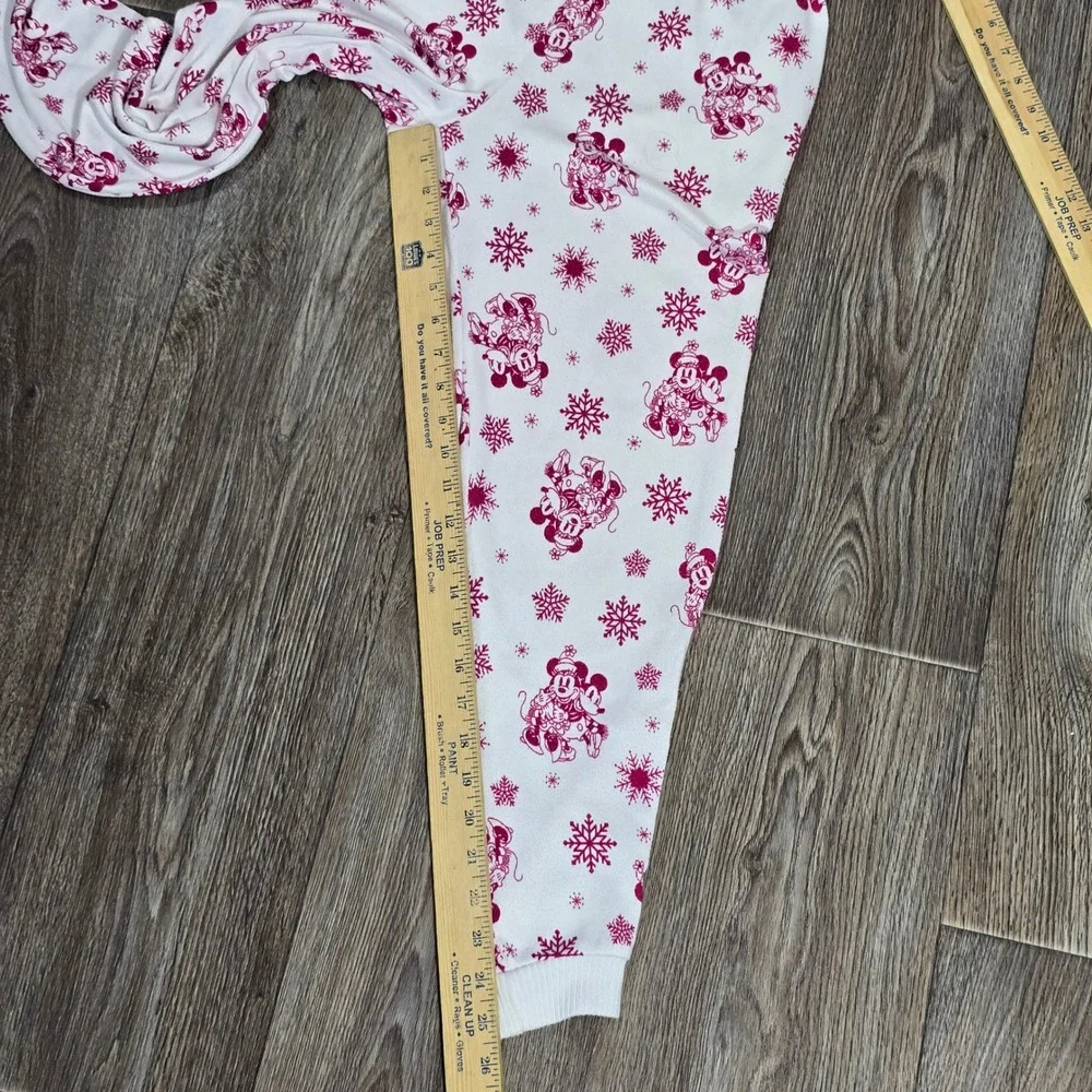 Disney Mickey Minnie Holiday Pajama Set‎ XS Rose Sangria Raglan Sleepwear - Picture 7 of 16